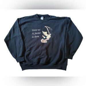 Vintage Gildan Heavy Blend Sweatshirt “Unto Us A Savior Is Born” Size Large